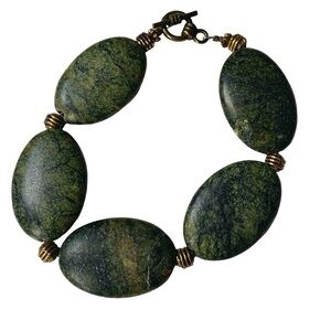 Artesian Verdite Semi Precious Green Stone Bracelet Women’s Jewelry Flaw on Bead